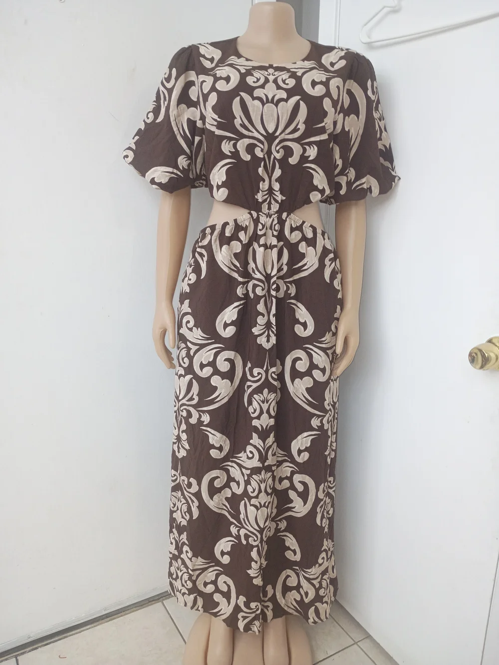 Abercrombie & Fitch Brown and Cream Cutout Maxi